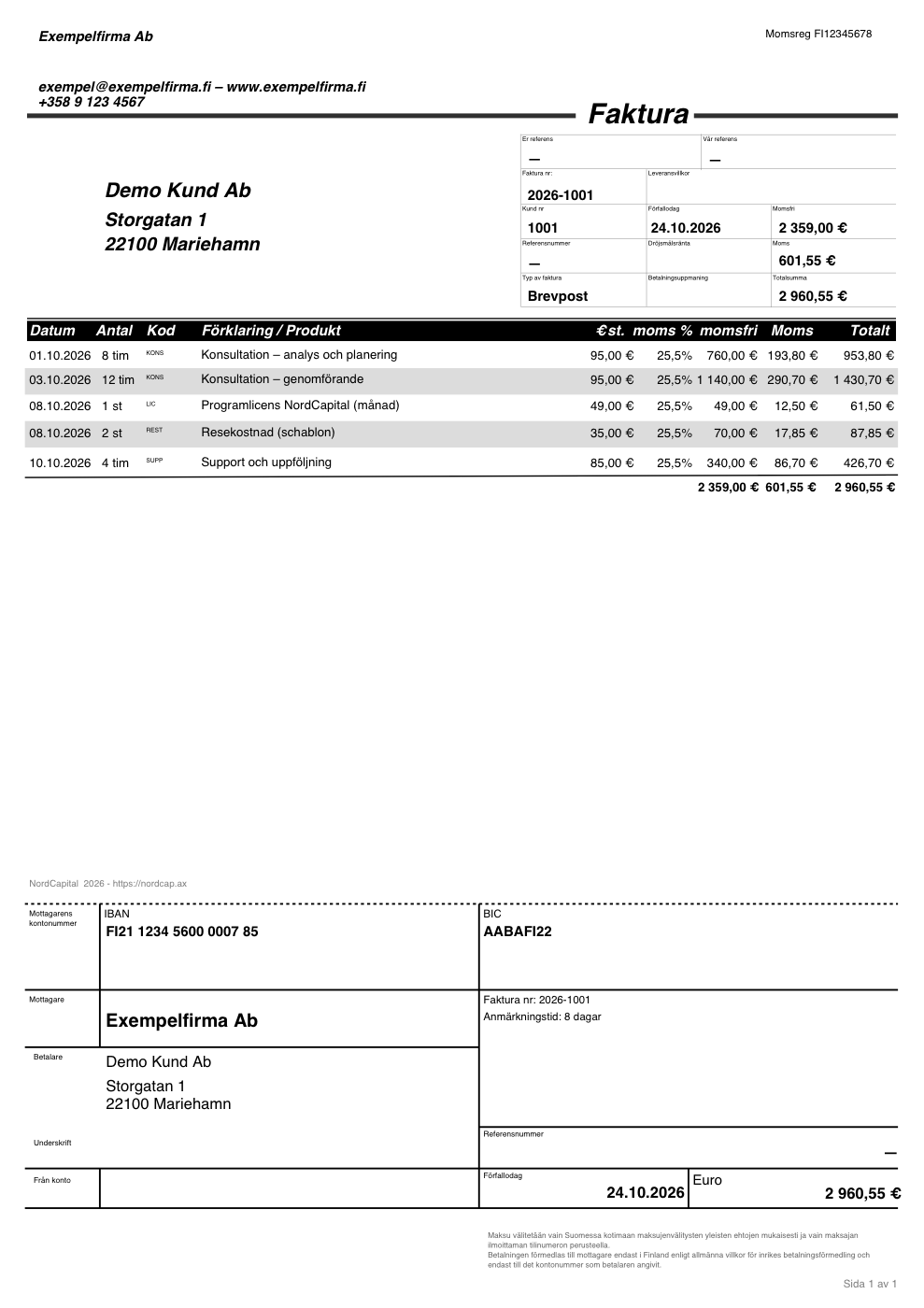 Med giro / inbetalningslapp